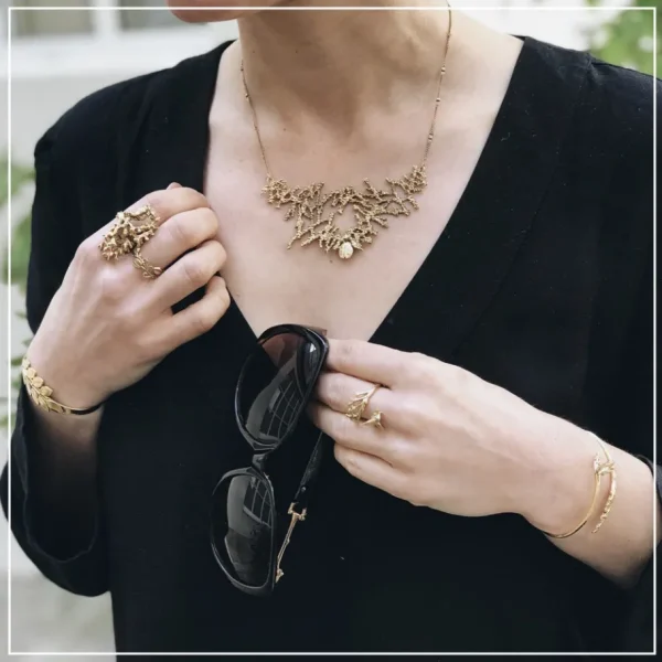 Lotta Djossou BAGUE CORAIL DOREE New