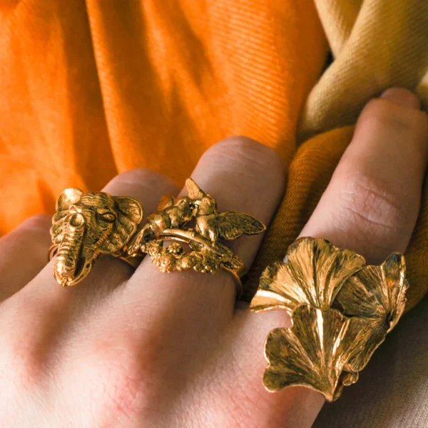 Lotta Djossou Bague Éléphant Dorée New