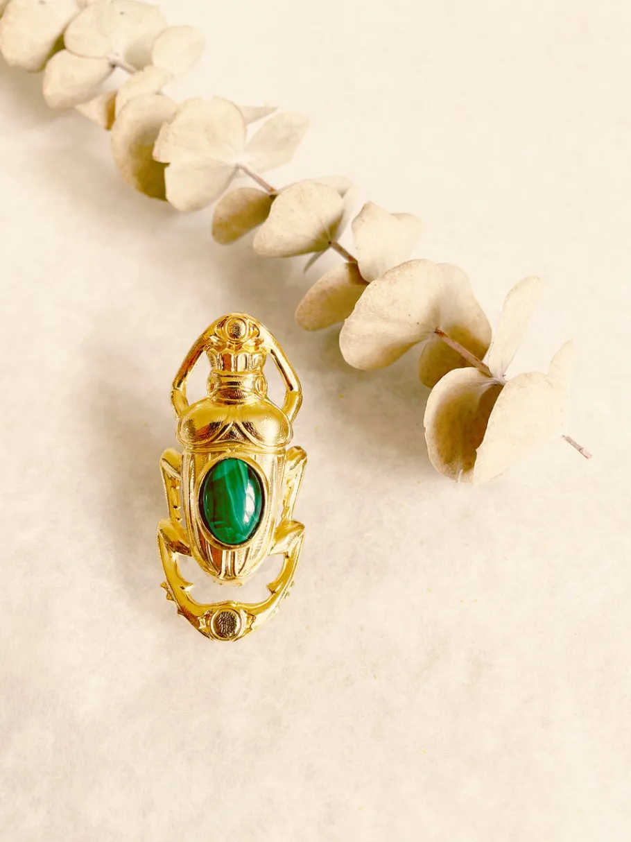bague_oscar_dore_malachit_1.webp Lotta Djossou Bague Oscar Dorée Malachite Hot