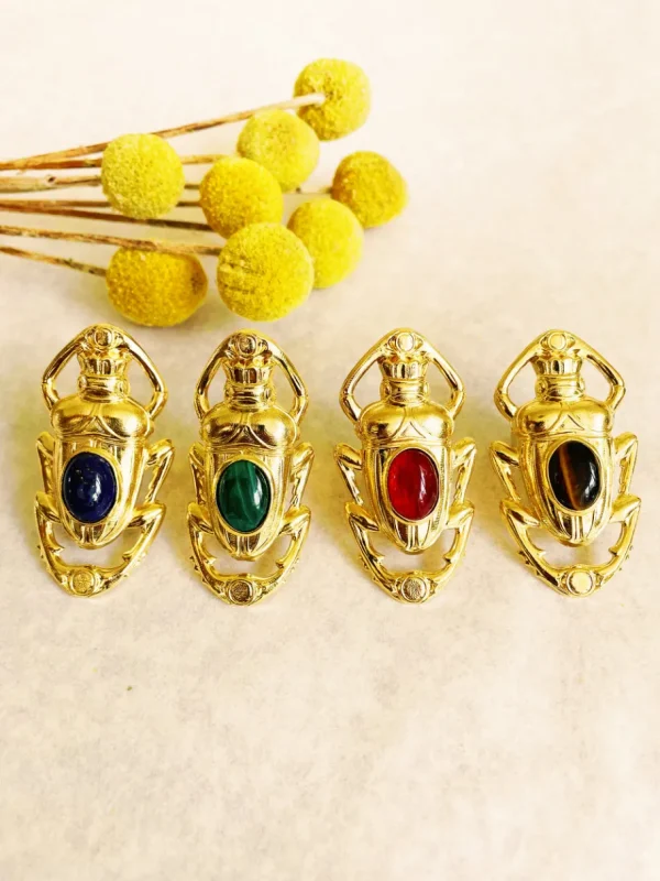 Lotta Djossou Bague Oscar Dorée Malachite Hot