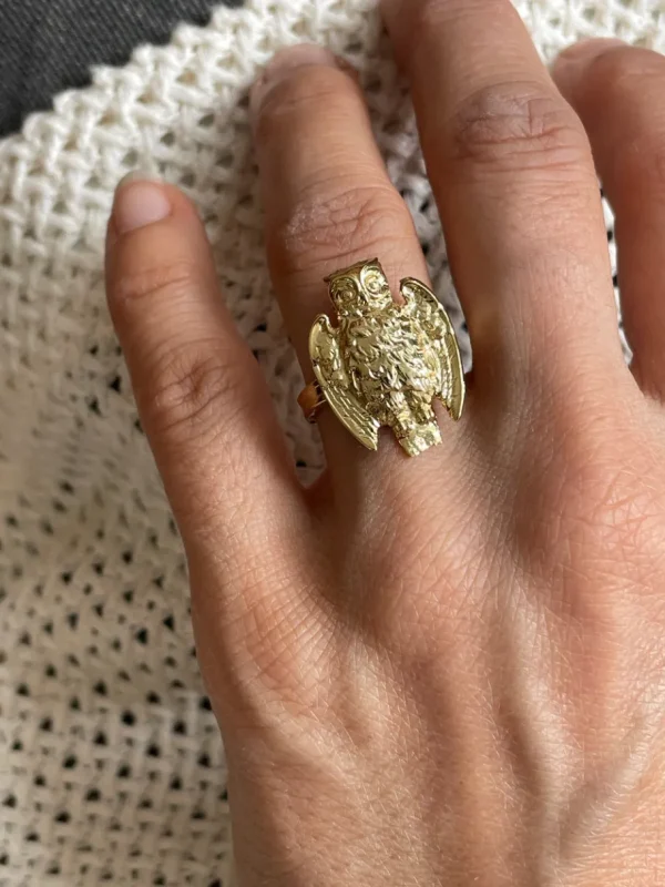 Lotta Djossou Bague petit hibou dorée Clearance
