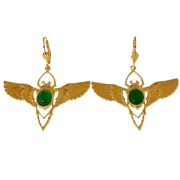 Lotta Djossou Boucles d'oreilles Beetle Dorées Jade Hot