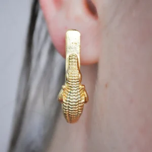 Lotta Djossou Boucles d'oreilles Crocodile Dorées Online