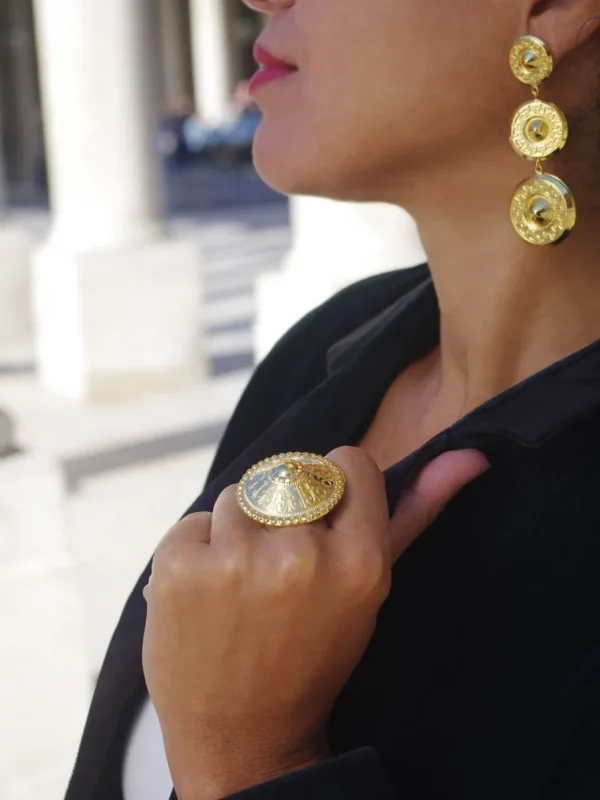 Lotta Djossou Boucles d’oreilles Dôme Trio Dorées Clearance
