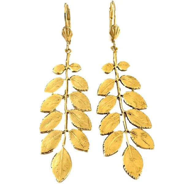 Lotta Djossou Boucles d'oreilles Feuille d'Acacia Dorées Fashion