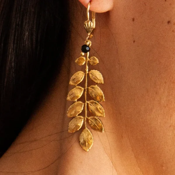 Lotta Djossou Boucles d'oreilles Feuille d'Acacia Dorées Fashion