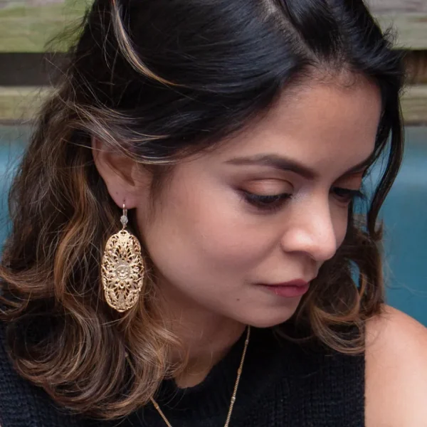 Lotta Djossou Boucles d'oreilles Filigrane Mandala Dorées New