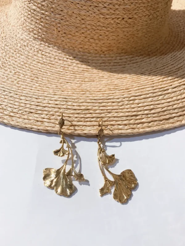 Lotta Djossou Boucles d'Oreilles Ginkgo Dorées Online