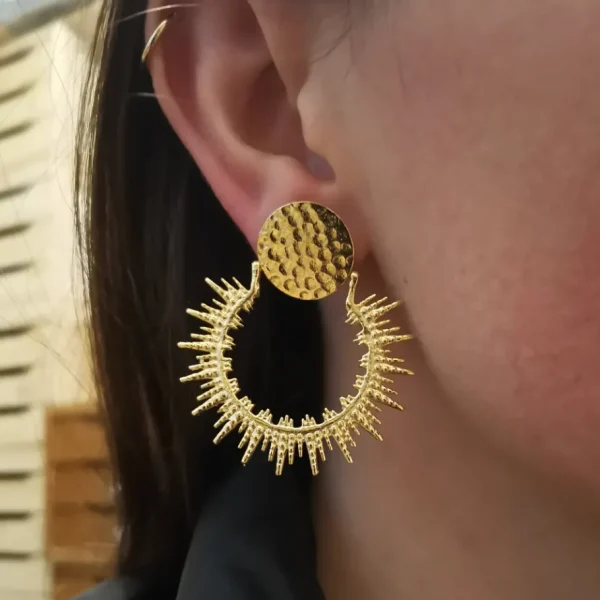 Lotta Djossou Boucles d'Oreilles Soleil Dorées Outlet