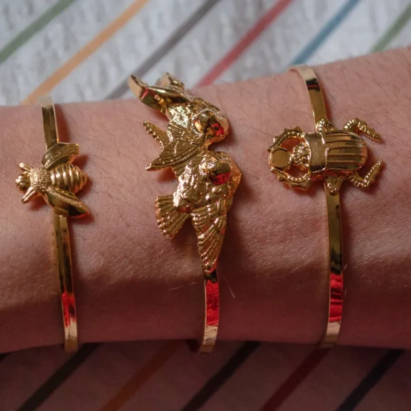Lotta Djossou Bracelet 2 Mini Scarabées doré Clearance