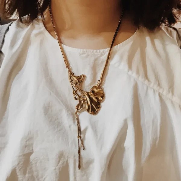 Lotta Djossou Collier Ginkgo Gin Doré New