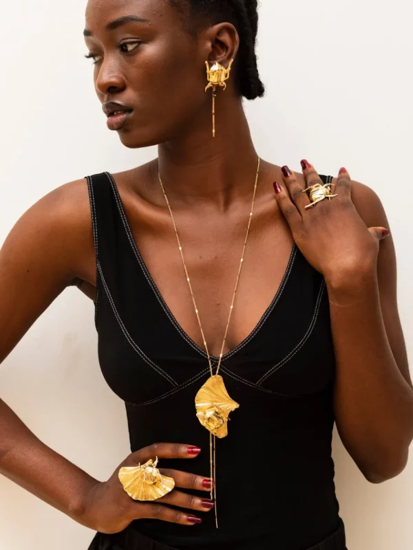 Lotta Djossou Sautoir Feuille Prixi Doré Fashion